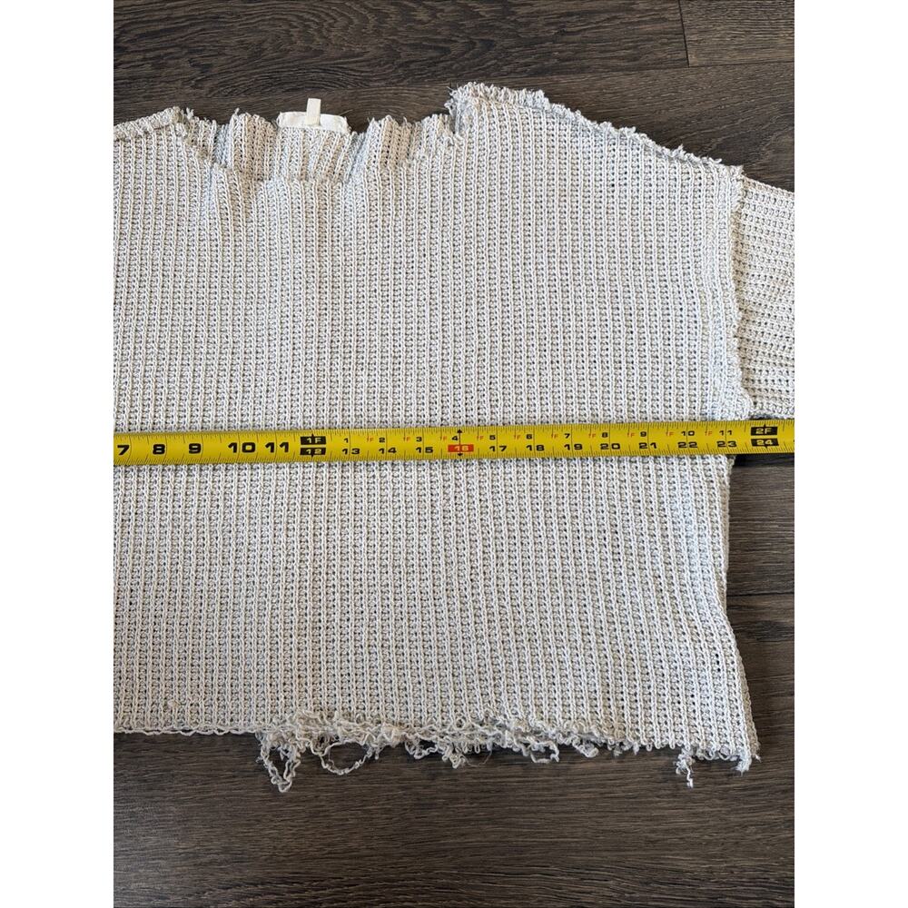 Oiled Intent Boutique Distressed Open Knit Sweater Coastal Boho Raw Hem Sz S - Picture 6 of 9